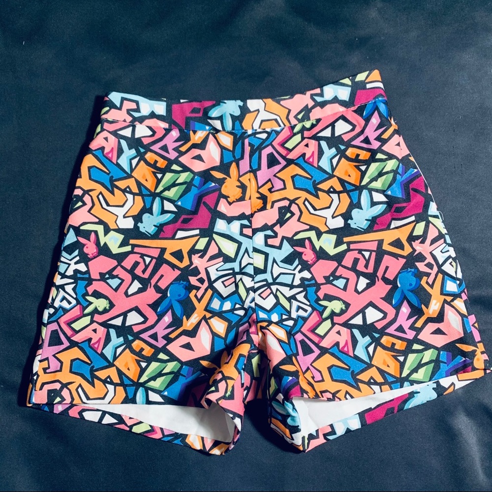 High Waisted Grafitti Playboy bunny Shorts